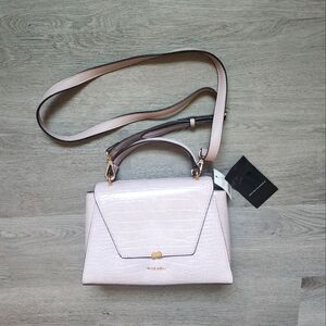 NWT Nine West Textured Purple Flap Closure Patent Crossbody Satchel Handbag